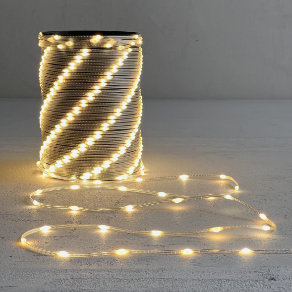 Гирлянда роса Про 20 м., Тепло-Белая 24В, 400 LED, провод прозрачный ПВХ, IP65, (RosaPro400-10-1WW)  