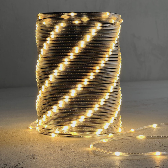 Гирлянда роса Про 20 м., Тепло-Белая 24В, 400 LED, провод прозрачный ПВХ, IP65, (RosaPro400-10-1WW)  