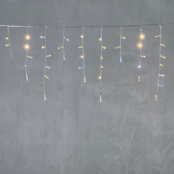 Светодиодная бахрома с колпачком 3,1*0,5 м., 120 теплых белых LED ламп, мерцание, прозрачный провод ПВХ, IP65, LTC (PIL120BLWCAP-10-2WW) 