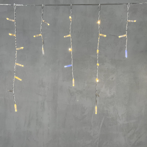 Светодиодная бахрома с колпачком 3,1*0,5 м., 120 теплых белых LED ламп, мерцание, прозрачный провод ПВХ, IP65, LTC (PIL120BLWCAP-10-2WW) 