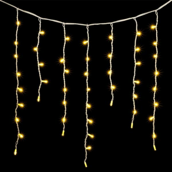  Светодиодная бахрома с колпачком 3,2*0,9 м., 168 теплых белых LED ламп, каучуковый белый провод, LTC (LL168-8-2WW) 