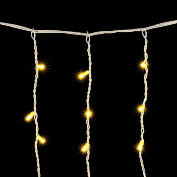  Светодиодная бахрома с колпачком 3,2*0,9 м., 168 теплых белых LED ламп, каучуковый белый провод, LTC (LL168-8-2WW) 