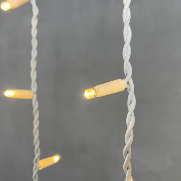  Светодиодная бахрома с колпачком 3,2*0,9 м., 168 теплых белых LED ламп, каучуковый белый провод, LTC (LL168-8-2WW) 