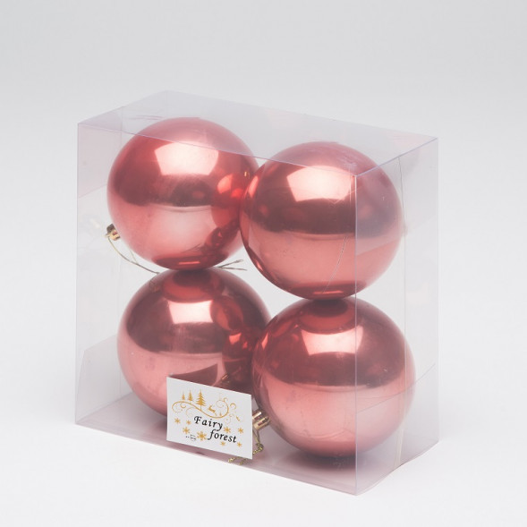 Набор пластиковых шаров Глория 100 мм., морковный перламутр, 4 шт., ЕлкиТорг (150415) оптом