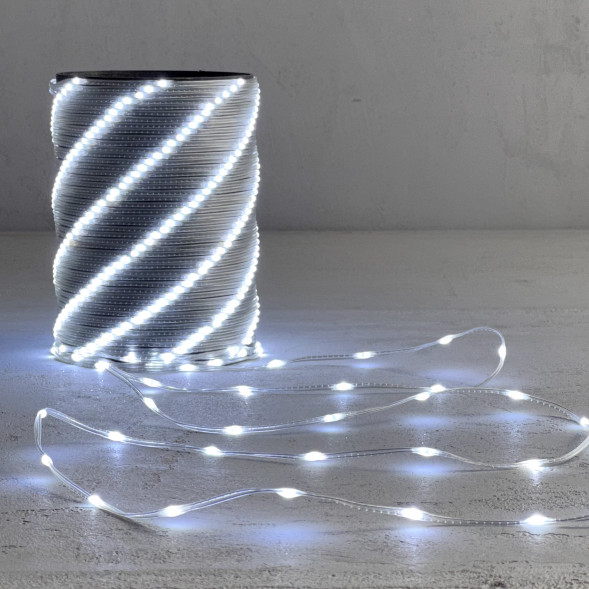 Гирлянда роса Про 20 м., холодный белый 24В, 400 LED, провод прозрачный ПВХ, IP65, (RosaPro400-10-1W)  