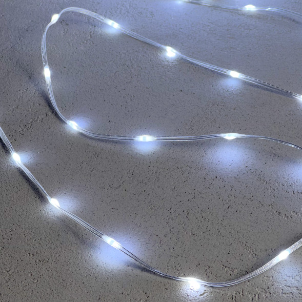 Гирлянда роса Про 20 м., холодный белый 24В, 400 LED, провод прозрачный ПВХ, IP65, (RosaPro400-10-1W)  