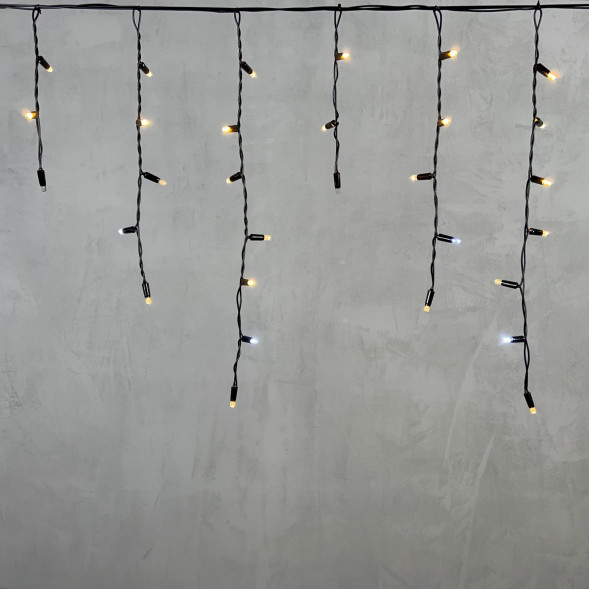  Светодиодная бахрома с колпачком 3,1*0,5 м., 120 теплых белых LED ламп, мерцание, черный провод ПВХ, IP65, LTC (PIL120BLWCAP-11-2WW) 
