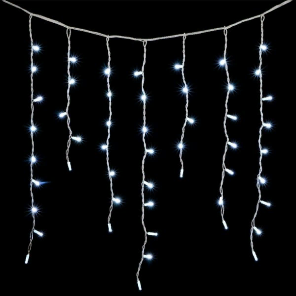 Светодиодная бахрома с колпачком 3,2*0,9 м., 168 белых LED ламп, каучуковый белый провод, LTC (LL168-8-2W) 