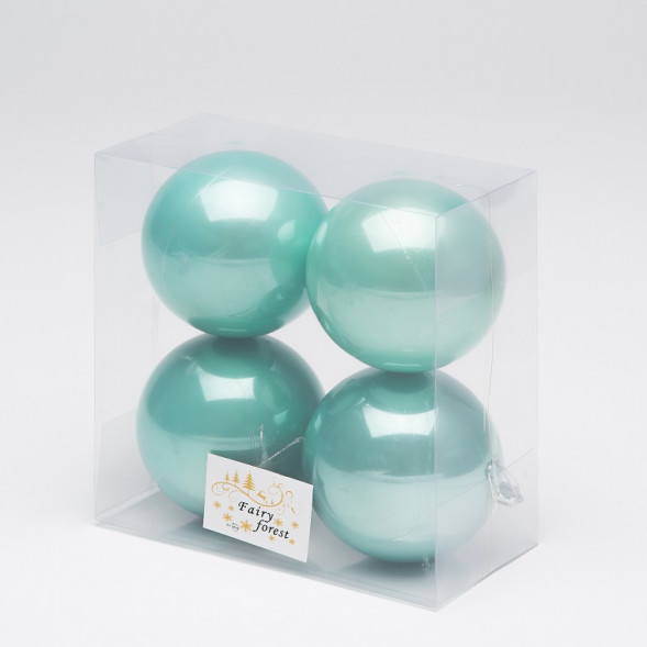 Набор пластиковых шаров Глория 100 мм., тиффани перламутр, 4 шт., ЕлкиТорг (150416) оптом