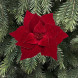 Декоративный цветок Пуансеттия 28 см., красный, на клипсе, Christmas DeLuxe (89560) 