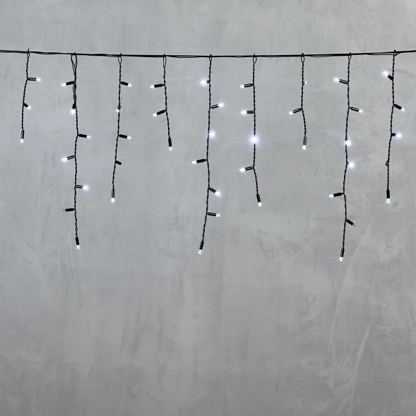 Светодиодная бахрома с колпачком 3,1*0,5 м., 120 холодных белых LED ламп, мерцание, черный провод ПВХ, IP65, LTC (PIL120BLWCAP-11-2W) 