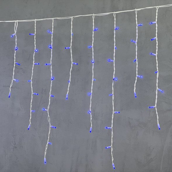 Светодиодная бахрома с колпачком 3,2*0,9 м., 168 синих LED ламп, каучуковый белый провод, LTC (LL168-8-2B) 