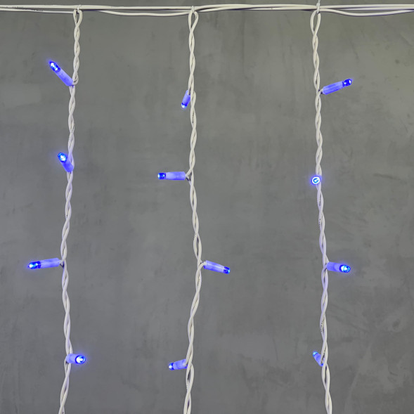 Светодиодная бахрома с колпачком 3,2*0,9 м., 168 синих LED ламп, каучуковый белый провод, LTC (LL168-8-2B) 