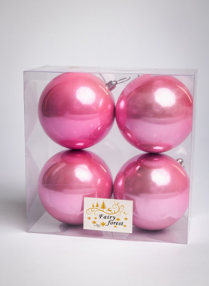 Набор пластиковых шаров Глория 100 мм., нежно-розовый перламутр, 4 шт., ЕлкиТорг (150417) оптом