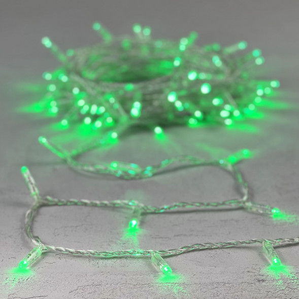 Светодиодная гирлянда с колпачком 100 зеленых LED ламп 10 м., 24В., прозрачный провод ПВХ, IP65, LTC (PST100CAP-10-1G) 