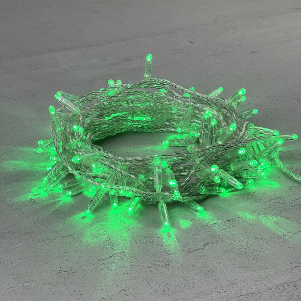 Светодиодная гирлянда с колпачком 100 зеленых LED ламп 10 м., 24В., прозрачный провод ПВХ, IP65, LTC (PST100CAP-10-1G) 