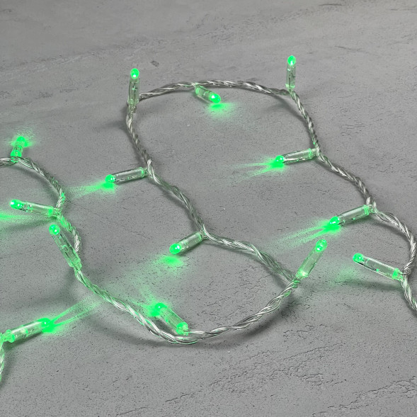 Светодиодная гирлянда с колпачком 100 зеленых LED ламп 10 м., 24В., прозрачный провод ПВХ, IP65, LTC (PST100CAP-10-1G) 