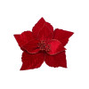 Декоративный цветок Пуансеттия 20 см., красный, на клипсе, Christmas DeLuxe (89561)