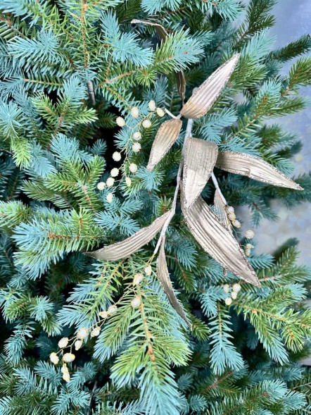 Ветвь Остролист с листьями 56 см., золото, Christmas DeLuxe (86756) 