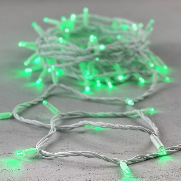 Светодиодная гирлянда с колпачком 75 зеленых LED ламп 10 м., 24В., белый каучуковый провод, IP65, LTC (LL75-8-1G) 