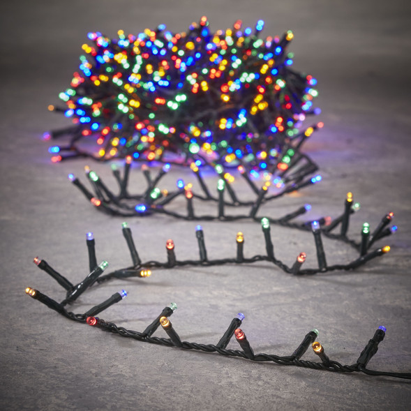 Светодиодная нить Snake Light 2000 разноцветных ламп, 40 м., 24В, 8 режимов, зеленый провод, для елки 260-300 см., Christmas DeLuxe (85747) 