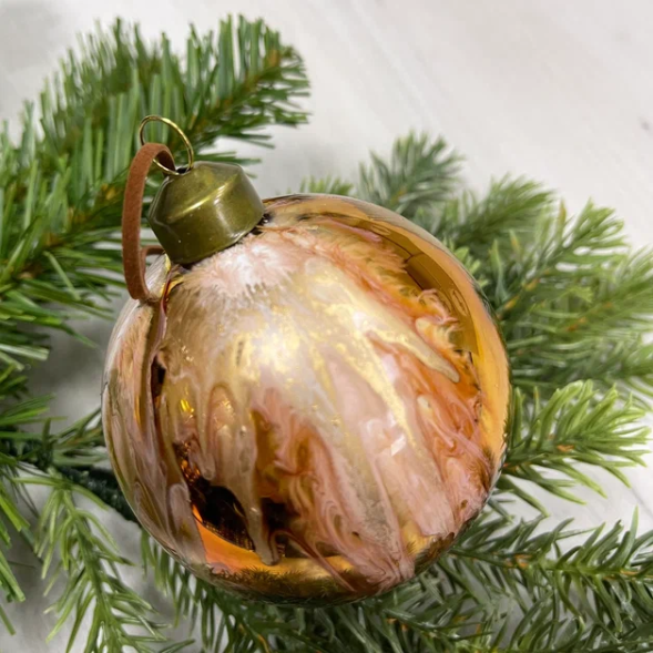 Набор стеклянных шаров Акварель золото с переливом, 80 мм., 6 шт., Christmas DeLuxe (87199) 