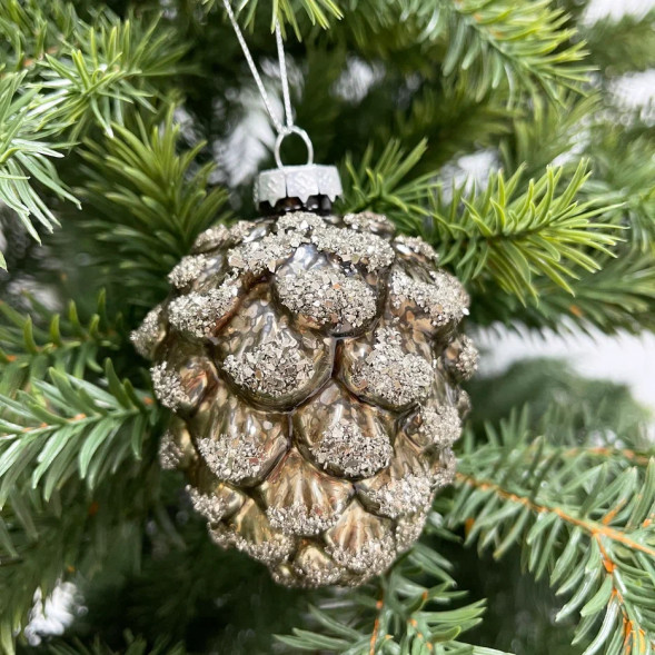 Елочное украшение Шишка от белки 10 см., темно-шоколадный, стекло, 1 шт., Christmas DeLuxe (88122/1) 