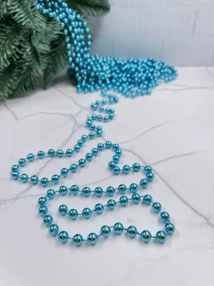 Пластиковые бусы Бисер 8 мм.*10 м., бирюзовый, Christmas DeLuxe (89750) 