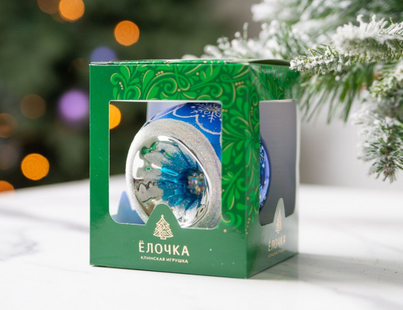 С2250/2 Стеклянный шар Прелесть 85 мм., синий, Ёлочка оптом