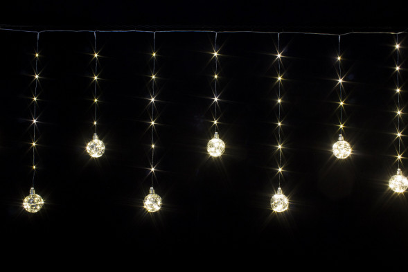 Светодиодная бахрома Шарики со светлячками 3*0,7 м., 10 теплых белых LED ламп, Winner (ww.02.4T.10L-8ball) 