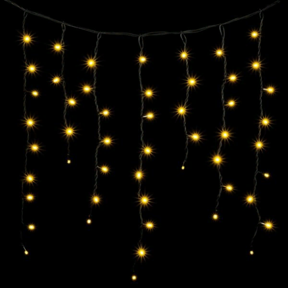 Светодиодная бахрома с колпачком 3,2*0,9 м., 168 теплых белых LED ламп, каучуковый черный провод, LTC (LL168-1-2WW) 