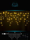 Светодиодная мерцающая бахрома 3 м., нити 0,3*0,5*0,7 м., 160 теплых белых LED, черный каучук, IP 65, соединяемая, Winner (ww.02.7B.160.F+)