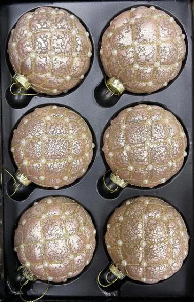 Набор стеклянных шаров Зефирное царство  80 мм., 6 шт., светло-розовый, Christmas DeLuxe (87211) 
