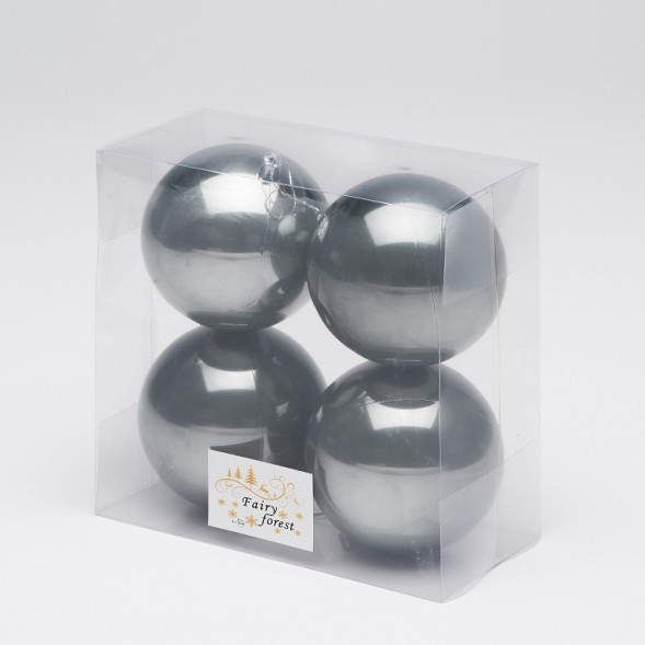Набор пластиковых шаров Глория 100 мм., графит перламутр, 4 шт., ЕлкиТорг (150420) оптом