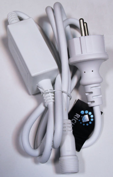 Блок питания для гирлянд постоянного свечения 1.5 м., 220V, 3А, белый провод Rich LED (RL-220AC/DC-3A-W) 