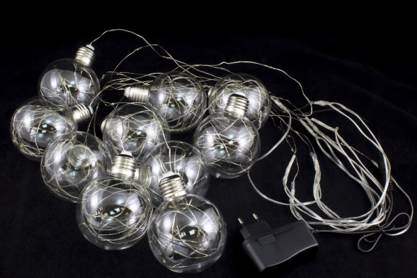 Светодиодная бахрома Шарики со светлячками 3*0,7 м., 10 разноцветных LED ламп, Winner (m.02.4T.10L-8ball) 