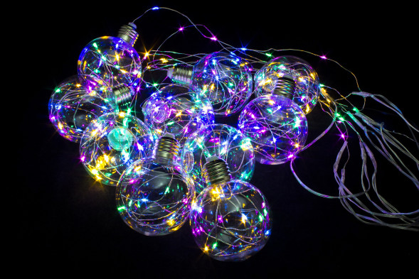 Светодиодная бахрома Шарики со светлячками 3*0,7 м., 10 разноцветных LED ламп, Winner (m.02.4T.10L-8ball) 