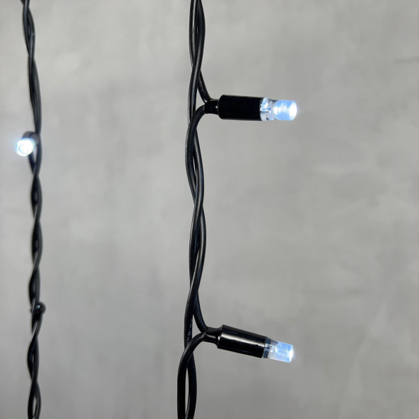 Светодиодная бахрома с колпачком 3,2*0,9 м., 168 белых LED ламп, каучуковый черный провод, LTC (LL168-1-2W) 