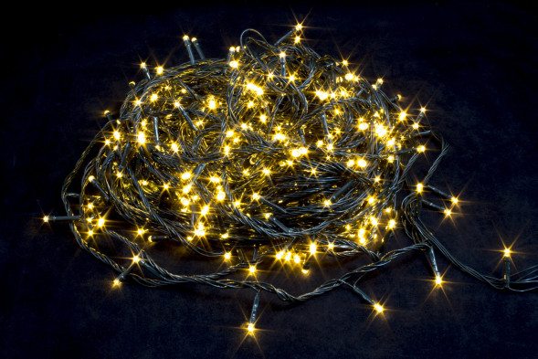 Светодиодная нить 26 м., 220V, 400 теплых белых LED ламп, контроллер, черный провод, Winner Light (ww.01.5B.400-) 
