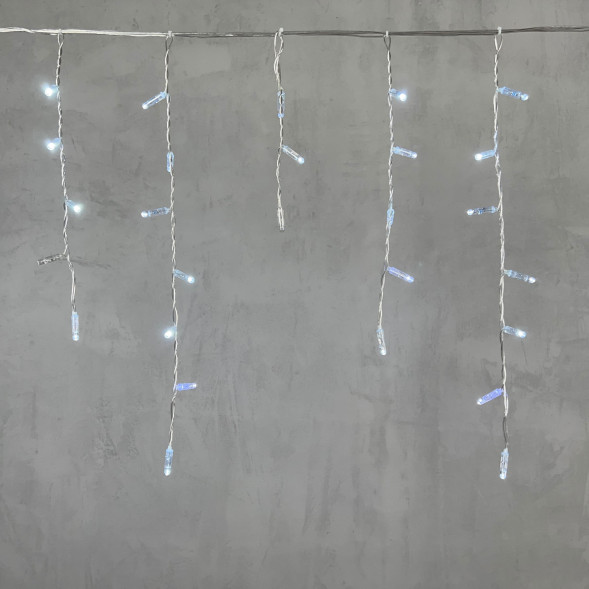  Светодиодная бахрома с колпачком 3,1*0,5 м., 120 холодных белых LED ламп, мерцание, прозрачный провод ПВХ, IP65, LTC (PIL120BLWCAP-10-2W) 