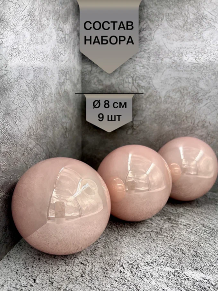 Набор стеклянных шаров Розовый 80 мм., 9 шт., Christmas DeLuxe (13874) 
