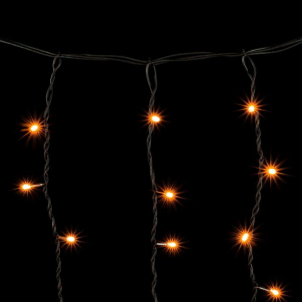 Светодиодная бахрома с колпачком 3,2*0,9 м., 168 желтых LED ламп, каучуковый черный провод, LTC (LL168-1-2Y) 