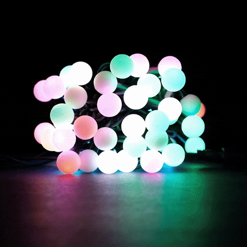 Светодиодная гирлянда шарики Fiesta, 10 м., 100 RGB LED ламп 23 мм, черный каучук, LTC (RGB BB100-2-2RGB) 