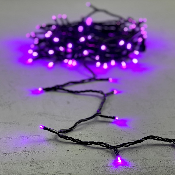 Светодиодная нить 100 пурпурных LED ламп, 10 м., 24В., черный провод ПВХ, Beauty Led (PST100-11-1PU) 