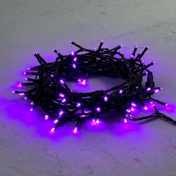 Светодиодная нить 100 пурпурных LED ламп, 10 м., 24В., черный провод ПВХ, Beauty Led (PST100-11-1PU) 