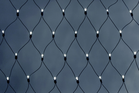 Светодиодная сеть 264 холодных белых LED ламп, 2*2 м., статика, черный провод ПВХ, Teamprof (TPF-N2*2-B/W) 