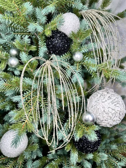 Ветвь Царский фейерверк бело-серебристая 76 см., 1 шт., Christmas DeLuxe (86704)   