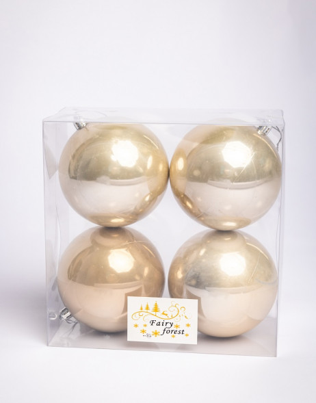 Набор пластиковых шаров Глория 100 мм., бежевый перламутр, 4 шт., ЕлкиТорг (150423) оптом
