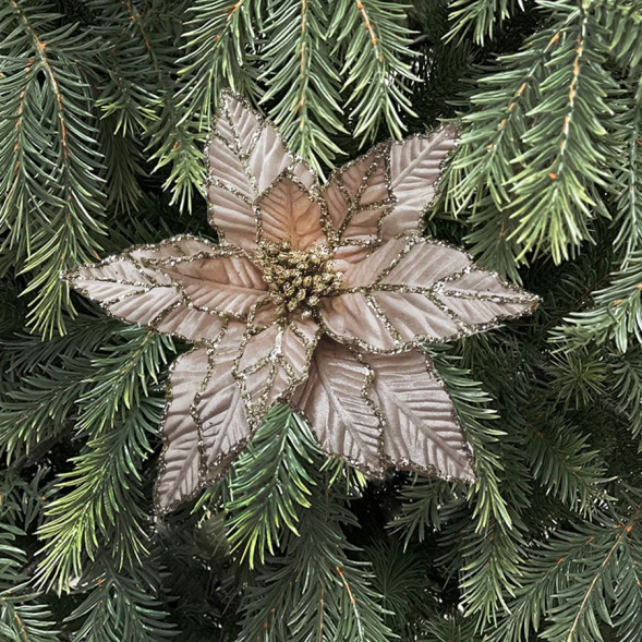 Декоративный цветок Пуансеттия 30 см., шампань, Christmas DeLuxe (89571) 