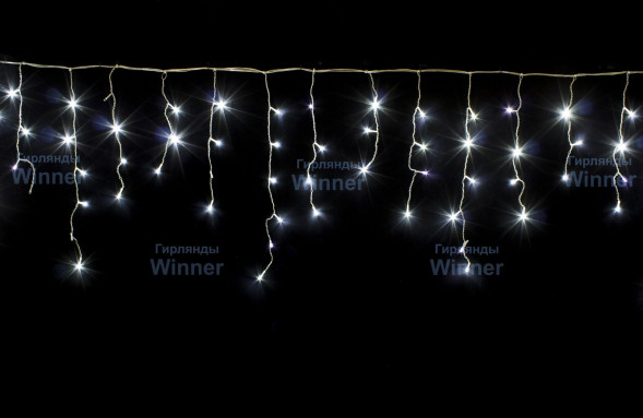 Светодиодная мерцающая бахрома 3*0.8 м., 220V, 100 холодных белых LED ламп, прозрачный силикон, Winner (w.02.5T.100+) 